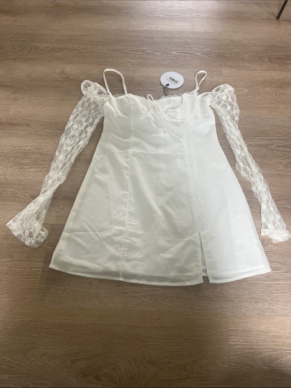 Princess Polly White Lace Sleeve Mini Dress